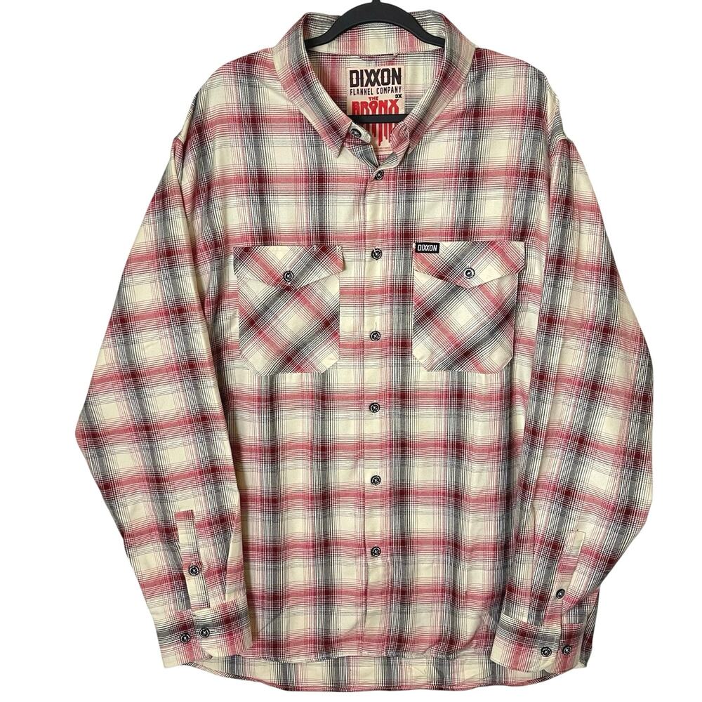 Dixxon The Bronx Flannel Shirt Men's 3X Red Cream Plaid Button Up